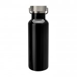 Botella de acero inoxidable reciclado ideal para agua 500ml color negro segunda vista trasera