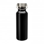 Botella de acero inoxidable reciclado ideal para agua 500ml color negro segunda vista frontal