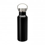 Botella de acero inoxidable reciclado ideal para agua 500ml color negro tercera vista frontal