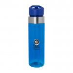 Botella de agua hecha de tritán con boquilla abatible 650ml color azul vista impresión tampografía