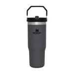 Vaso con pajita térmico Stanley IceFlow™ de acero inoxidable 890ml color gris transparente
