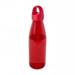 Botella de agua de plástico reciclado con asa de transporte 800ml color rojo