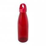 Botella de agua de plástico reciclado con asa de transporte 800ml color rojo segunda vista