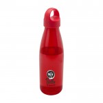 Botella de agua de plástico reciclado con asa de transporte 800ml color rojo vista impresión tampografía