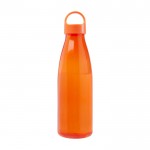 Botella de agua de plástico reciclado con asa de transporte 800ml color naranja segunda vista frontal