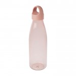 Botella de agua de plástico reciclado con asa de transporte 800ml color rosa pastel segunda vista