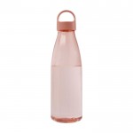 Botella de agua de plástico reciclado con asa de transporte 800ml color rosa pastel segunda vista frontal