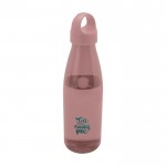 Botella de agua de plástico reciclado con asa de transporte 800ml color rosa pastel vista impresión tampografía