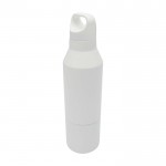 Botella termo de acero inoxidable reciclado con taza extraíble 600ml color blanco