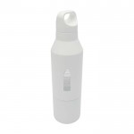 Botella termo de acero inoxidable reciclado con taza extraíble 600ml color blanco vista impresa logo 2