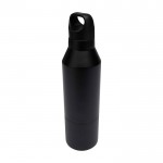 Botella termo de acero inoxidable reciclado con taza extraíble 600ml color negro