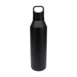 Botella termo de acero inoxidable reciclado con taza extraíble 600ml color negro segunda vista trasera