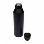 Botella termo de acero inoxidable reciclado con taza extraíble 600ml color negro segunda vista