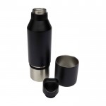 Botella termo de acero inoxidable reciclado con taza extraíble 600ml color negro tercera vista