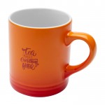 Taza de cerámica con efecto degradado en color de 330ml color naranja vista impresión tampografía