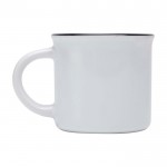 Taza de cerámica sublimable vintage con borde negro 240ml color blanco segunda vista lateral