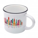 Taza de cerámica sublimable vintage con borde negro 240ml color blanco