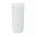 Vaso térmico de acero inoxidable con apertura pulsador 350ml color blanco segunda vista frontal