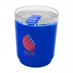 Vaso térmico de plástico reciclado con diseño sencillo 180ml color azul vista impresión tampografía
