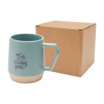 Taza de cerámica con acabado mate y base sin esmaltar 300ml color azul pastel vista impresión tampografía