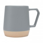 Taza de cerámica con acabado mate y base sin esmaltar 300ml color gris vista lateral