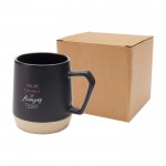 Taza de cerámica con acabado mate y base sin esmaltar 300ml color negro vista impresión tampografía