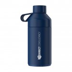 Botella de acero inoxidable reciclado doble pared 750ml Ocean Bottle color azul marino vista impresa logo 2