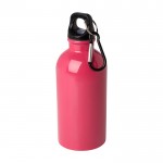 Botella de acero inoxidable reciclado con mosquetón 400ml color fucsia