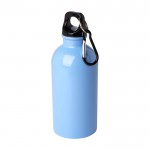 Botella de acero inoxidable reciclado con mosquetón 400ml color azul pastel