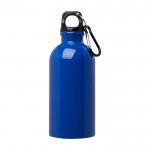 Botella de acero inoxidable reciclado con mosquetón 400ml color azul real segunda vista frontal