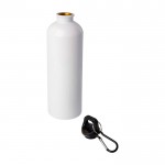 Botella de acero inoxidable reciclado con mosquetón 750ml color blanco segunda vista