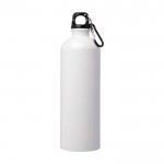 Botella de acero inoxidable reciclado con mosquetón 750ml color blanco segunda vista frontal