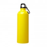 Botella de acero inoxidable reciclado con mosquetón 750ml color amarillo segunda vista frontal