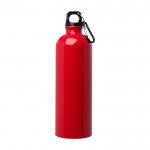 Botella de acero inoxidable reciclado con mosquetón 750ml color rojo segunda vista frontal
