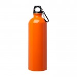 Botella de acero inoxidable reciclado con mosquetón 750ml color naranja segunda vista frontal