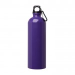 Botella de acero inoxidable reciclado con mosquetón 750ml color morado segunda vista frontal