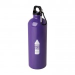 Botella de acero inoxidable reciclado con mosquetón 750ml color morado vista impresión tampografía