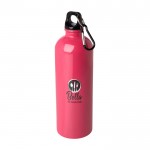 Botella de acero inoxidable reciclado con mosquetón 750ml color fucsia vista impresión tampografía