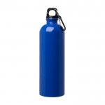 Botella de acero inoxidable reciclado con mosquetón 750ml color azul real segunda vista frontal