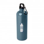 Botella de acero inoxidable reciclado con mosquetón 750ml color azul cian vista impresión tampografía