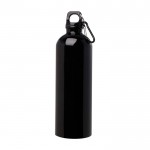 Botella de acero inoxidable reciclado con mosquetón 750ml color negro segunda vista frontal