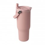 Vaso de acero inoxidable reciclado con tapa de doble función 900ml color rosa pastel segunda vista