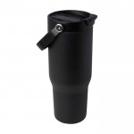 Vaso de acero inoxidable reciclado con tapa de doble función 900ml color negro