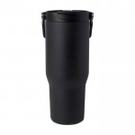 Vaso de acero inoxidable reciclado con tapa de doble función 900ml color negro segunda vista trasera
