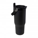 Vaso de acero inoxidable reciclado con tapa de doble función 900ml color negro segunda vista