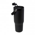 Vaso de acero inoxidable reciclado con tapa de doble función 900ml color negro tercera vista