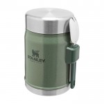 Tarro de comida con cubiertos y tapa aislante con válvula 400ml color verde oscuro