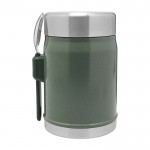 Tarro de comida con cubiertos y tapa aislante con válvula 400ml color verde oscuro segunda vista trasera