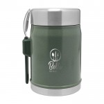 Tarro de comida con cubiertos y tapa aislante con válvula 400ml color verde oscuro vista impresa logo 2