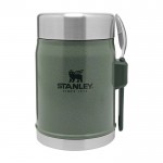 Tarro de comida con cubiertos y tapa aislante con válvula 400ml color verde oscuro segunda vista frontal